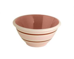 Terramoto Ceramic Stripes 9-Inch Medium Mixing Bowl, Pink Chocolate