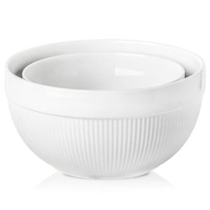 TEAKISS Ceramic Large Mixing Bowls for Kitchen, Set of 2 Big