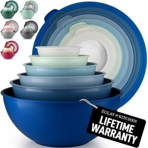 Zulay Kitchen 12 Piece Plastic Mixing Bowls with Leak-Proof