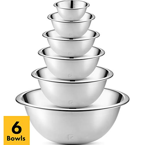 Klee 6Piece Premium Stainless Steel Mixing Bowls with Laser Etched