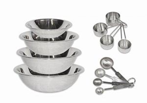 2dayShip Stainless Steel Mixing Bowls 1.5, 3, 4, and 5 Quart and Measuring Cup and Spoon Sets, Set of 6