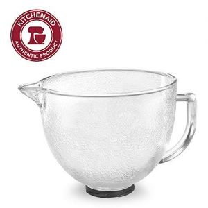 KitchenAid K5GBH Tilt-Head Hammered Glass Bowl with Measurement Markings and Lid, 5-Quart