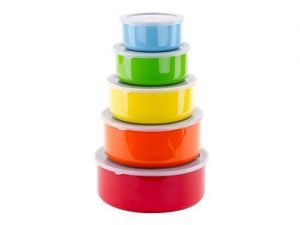 10 Pcs Colorful Stainless Steel Mixing Bowls or Food Storage Containers Set w/ Lids