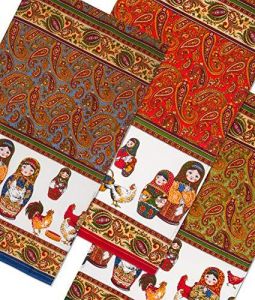 100% Cotton Nesting Dolls Kitchen Dish Towels Set of 3 Tea Towels for Everyday Cooking and Baking