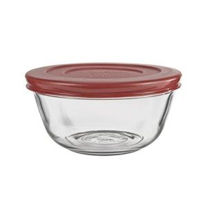Anchor Hocking Mixing Bowl with Plastic Lid, 1.5-Quart, Cherry, Set of 2