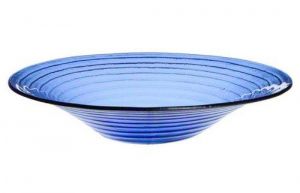American Metalcraft GBB15 Round Glacier Glass Bowl, 15-Inch, Blue
