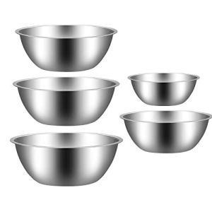 ChaoChuHui 5 packs Thicker Stainless Steel Flat Bottom Mixing