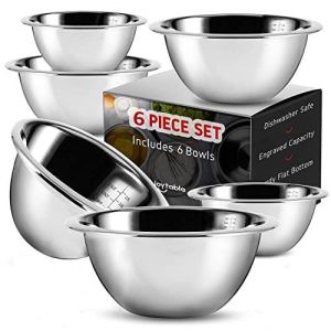 JOYTABLE 6 Piece Mixing Bowls - Premium Stainless Steel Mixing