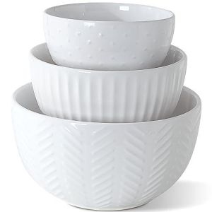 HAPPY KIT Ceramic Mixing Bowls Set, Nesting Bowls Set For