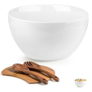 LAUCHUH 5 Quarts Porcelain Serving Bowl with Lid 10.7 Extra