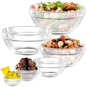Vmiapxo 6 Pack Glass Mixing Bowls Set, Stackable Prep Bowls