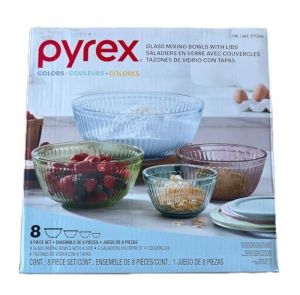 Pyrex Mix Colors Glass Mixing Bowl Set with Lids – Nesting