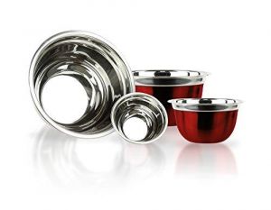 4 Pc Red Stainless Steel Mixing Bowls or Serving Bowls - Mixing Bowl w/ Flat Base